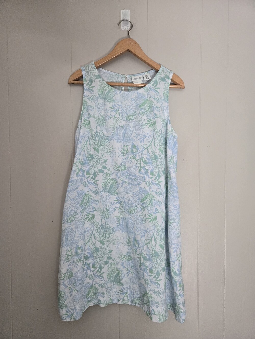Rachel Zoe Linen Shift Dress A-line Floral Green Blue Breezy Summer M